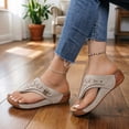 thumbnail image 3 of Women's Slip On Thong Sandals Comfortable Wedge Flip Flops Breathable Clip Toe Non Slip Platform Beach Sandal Gray Size 8, 3 of 7