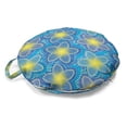 thumbnail image 1 of Floral Yellow Round Floor Cushion with Handle, Exotic Dot Plumeria Petals on Mosaic Backdrop, Decorative Pillow for Living Room & Dorms, 18" Round, Sky Blue Yellow, by Ambesonne, 1 of 4