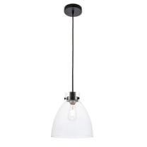 Frey 1 light Black and Clear glass pendant