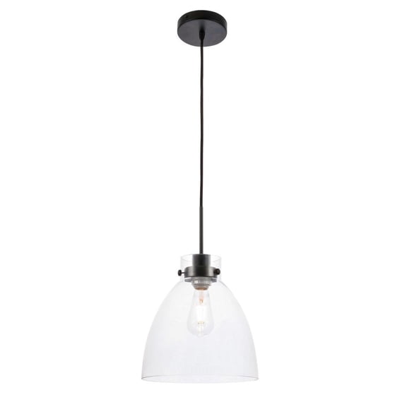 Frey 1 light Black and Clear glass pendant
