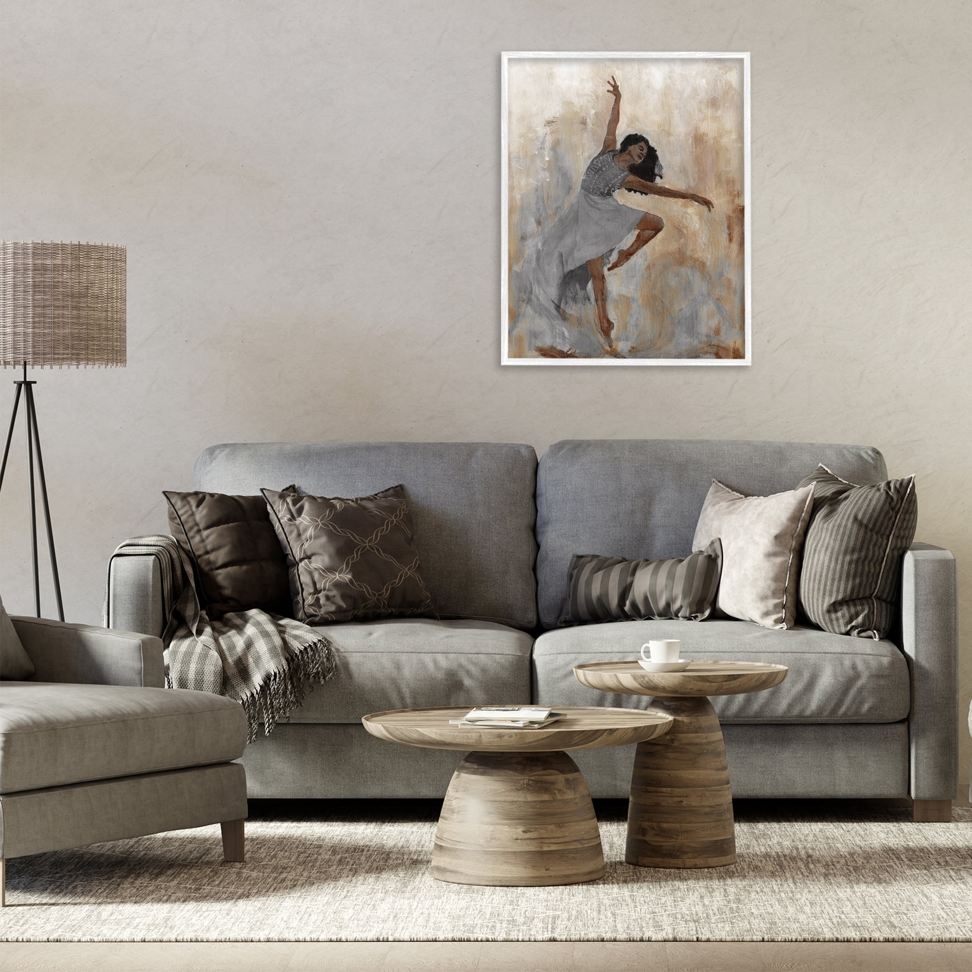 Stupell Industries Flowing Dancer Woman Novelty Painting White Framed Art Print Wall Art, 24 x 30