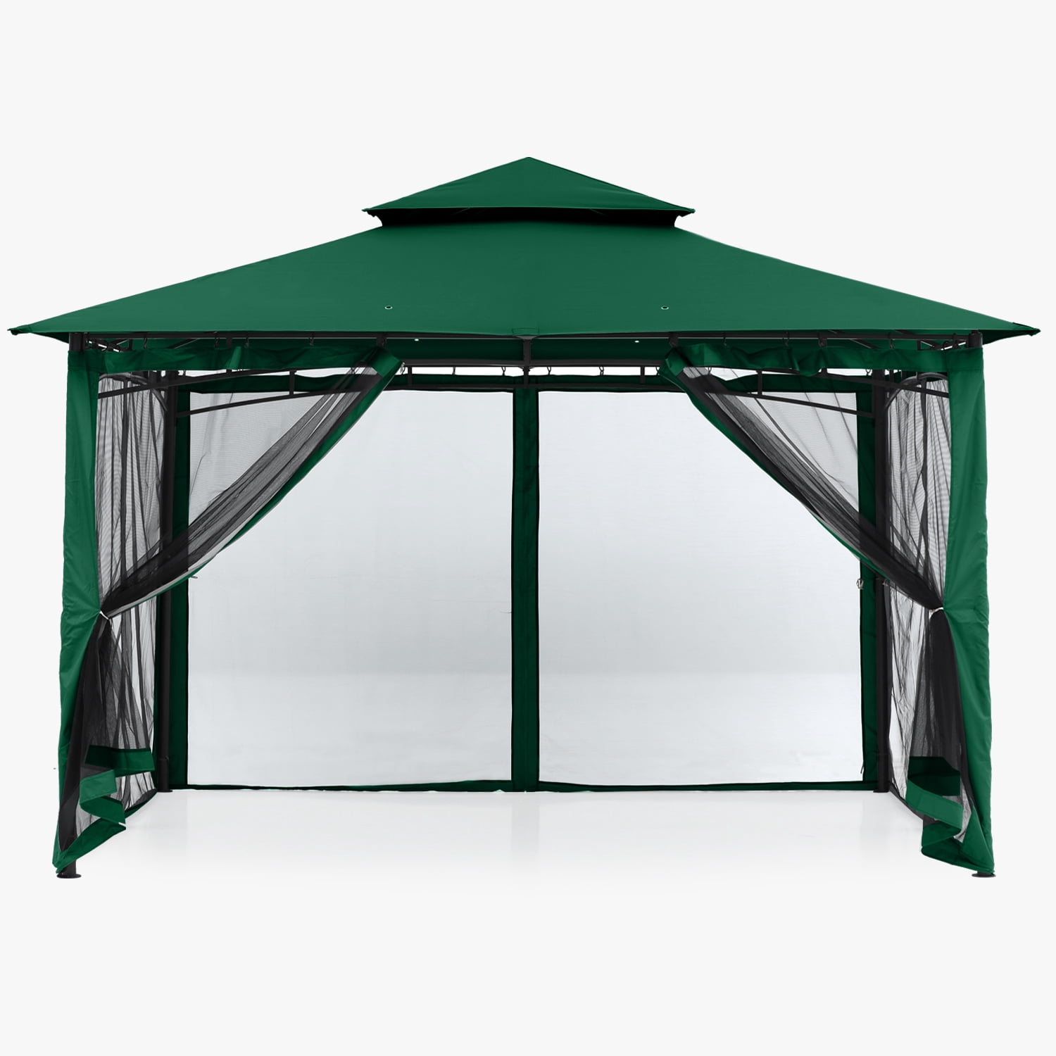ABCCANOPY 11'x11' Patio Gazebo With Mosquito Netting and Double Soft Roof Canopies for Shade and Rain,Forest Green