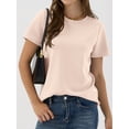 thumbnail image 4 of ANRABESS Summer T Shirts for Women, Round Neck Short Sleeve Tops for Women 2026 WrinkleFree Comfy Tshirt Basic Tee Casual Workout Tops Vacation Outfits Pink Cream S, 4 of 11