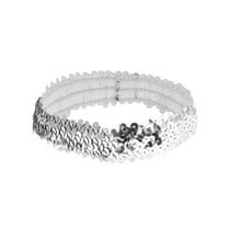 Unique Bargains 1 Pc Stretch Sequins Headbands for Women Silver Tone