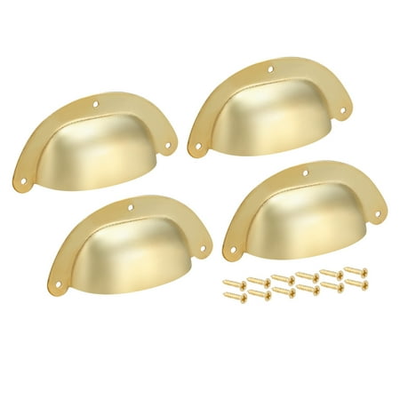 Vintage Cup Pulls - 88mm Hole Centers Vintage Style Cup Shell Drawer Pull Handle Gold Tone 4pcs
