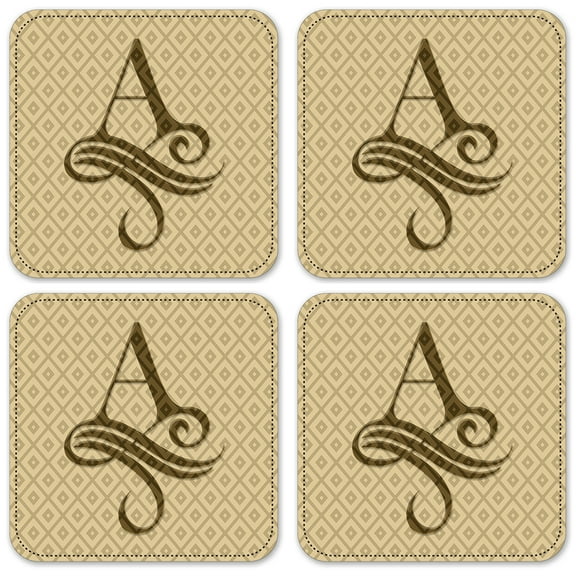 Vinyl Drink Coasters - Set of 4 - Letter "A" Monogram