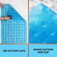 thumbnail image 4 of Extra-Long Bathtub Mat - 40x16 Non-Slip Shower Mat with Drain Holes & Suction Cups, Machine Washable Tub Shower Mat, Clear Blue, 4 of 9