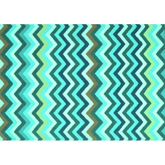 Ahgly Company Machine Washable Indoor Rectangle Abstract Turquoise Blue Contemporary Area Rugs, 3' x 5'
