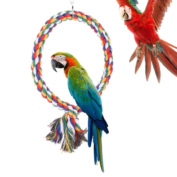 Anneau Perchoir pour Oiseaux, Jouet à Mâcher en Corde pour Cage, Anneau d'Escalade pour Perroquet et Grimpe