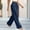 Navy, variant on Women Linen Blend Wide Leg Pants Sevevn Elastic Pull‑On Waist Loose Straight Trousers With Big Side Pockets, Various Solid Hue Choices For Beach Vacation Daily Outfit