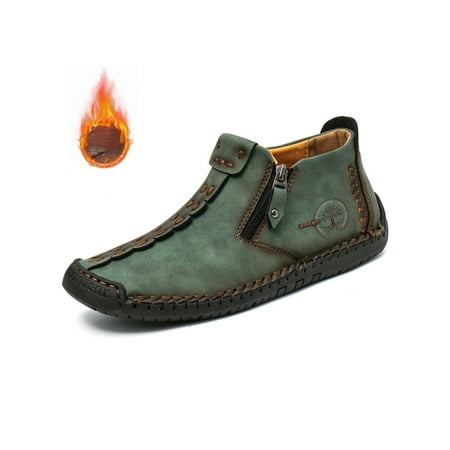 

Gomelly Mens Dress Boots Mid Top Ankle Boot Zip Up Casual Bootie Fashion Booties Driving Outdoor Shoes Green (With Lined) 6