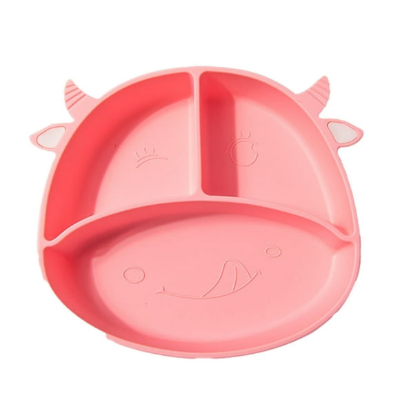 Toddler 4 Cells Non-slip Silicone Food Container BPA-Free For Baby Toddler And Child Feeding  Pink B