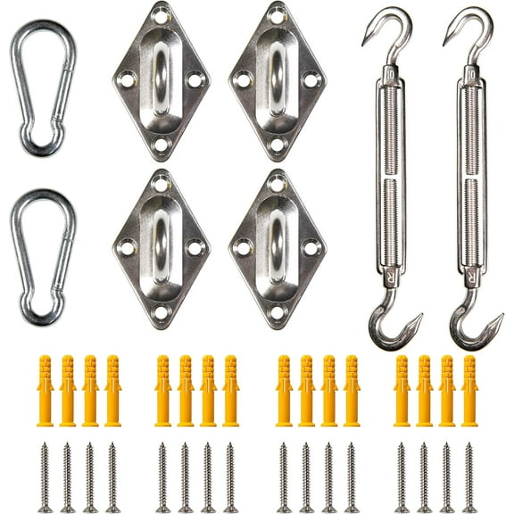 10 Inch Stainless Steel Hardware Kit Only Heavy Duty for Rectangle Or Square Sun Shade Sail Cannopy Installation (Hardware Kit Only) Special Designed Commercial Grade B