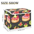 thumbnail image 3 of Frogs on Cakes Strawberries Kiwi Foldable Storage Bin with Lid and Handle Collapsible Storage Box 16.5 x 12.6 x 11.8 inches, 3 of 7