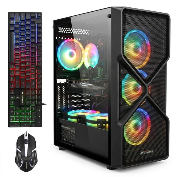 STGAubron Gaming Desktop PC, Core i7 CPU, RX 5700 XT 8G, 32G RAM, 1T SSD, WiFi 6, BT 5.0, Win 11 Home