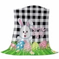 thumbnail image 6 of Bunny Easter Blanket Soft Cozy Warm Throw Blanket for Couch, Plush Fuzzy Flannel Fleece Blankets for Sofa, Spring Floral Eggs Black White Plaid Bed Blankets Lightweight Gifts for Women, 50"x80", 6 of 9