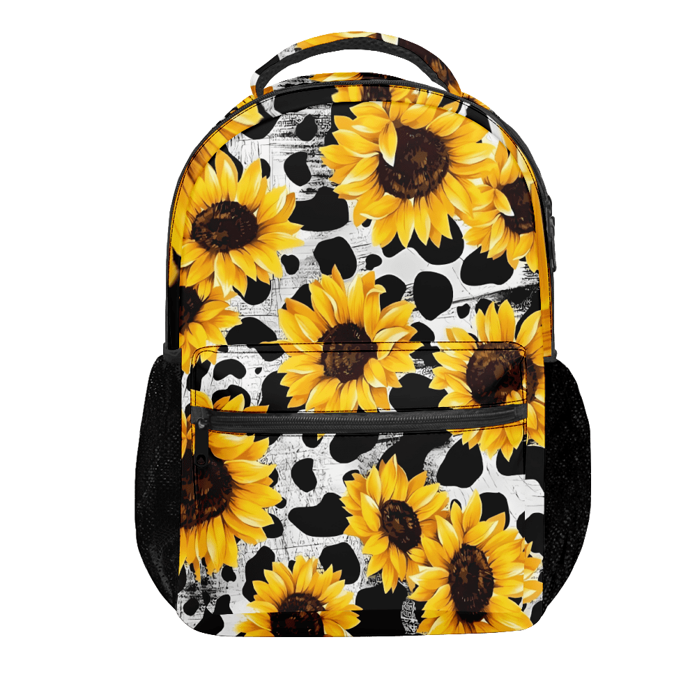 Multi-Functional Laptop Backpack Sunflower Printed School Bookbag For ...