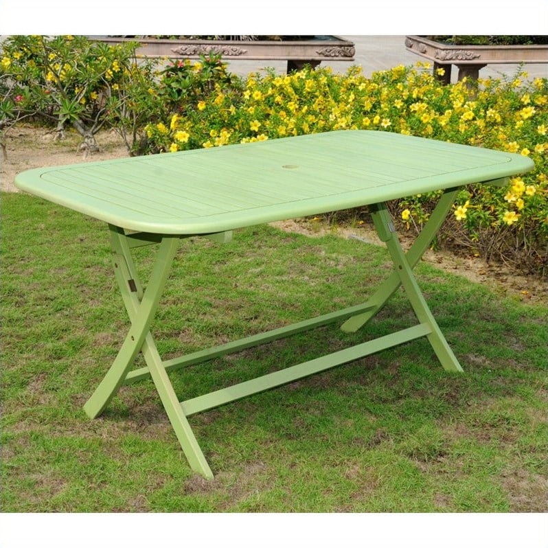 Pemberly Row 60" Patio Folding Table in Mint