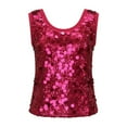thumbnail image 4 of EliteGoogv Women Tank Top Classic Fit Carnival Holiday Tops Vest Sequin Sleeveless Shirts Hot Pink M, 4 of 4