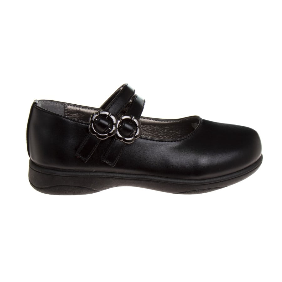 French Toast Little Kids Girls' Faux Leather Buckle School Shoes - Black, 3
