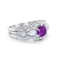 thumbnail image 6 of Three Piece Round Wedding Ring Amethyst CZ 925 Sterling Silver Size 4, 6 of 7