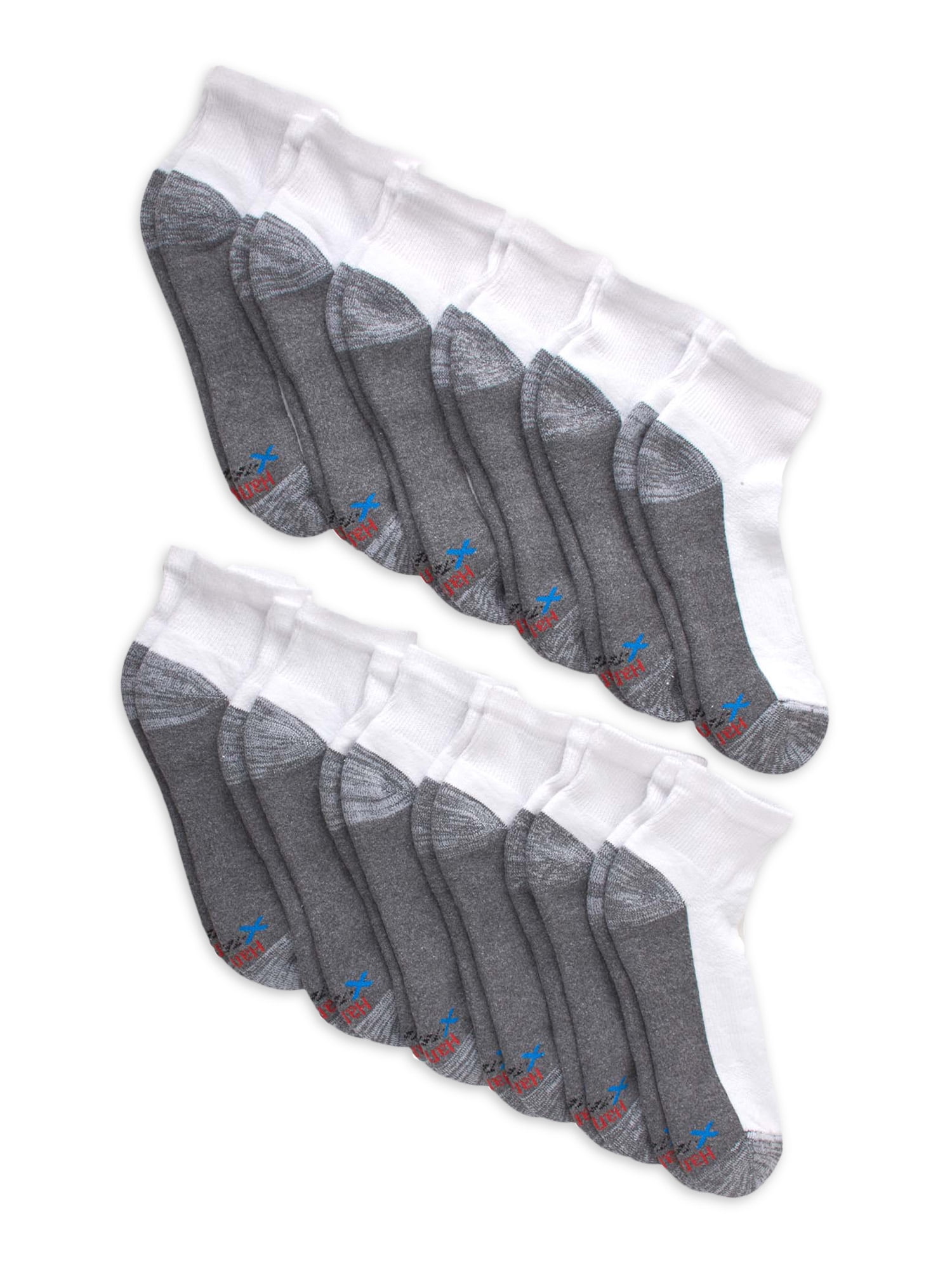 Hanes Men's Big and Tall X-Temp Cushioned + Arch & Vent Ankle Socks (Pack of 12 Pairs) - White