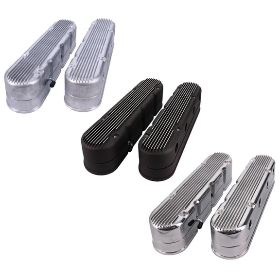 GM LS Finned Cast Alum Valve Covers, wCoil Mounts, Pair, Polished