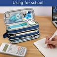 thumbnail image 3 of Estuche grande para lápices, gran capacidad, bolsa para bolígrafos, 3 compartimentos, bolsa de almacenamiento grande, estuche para rotuladores Zhivalor BST3066248-2, 3 of 5