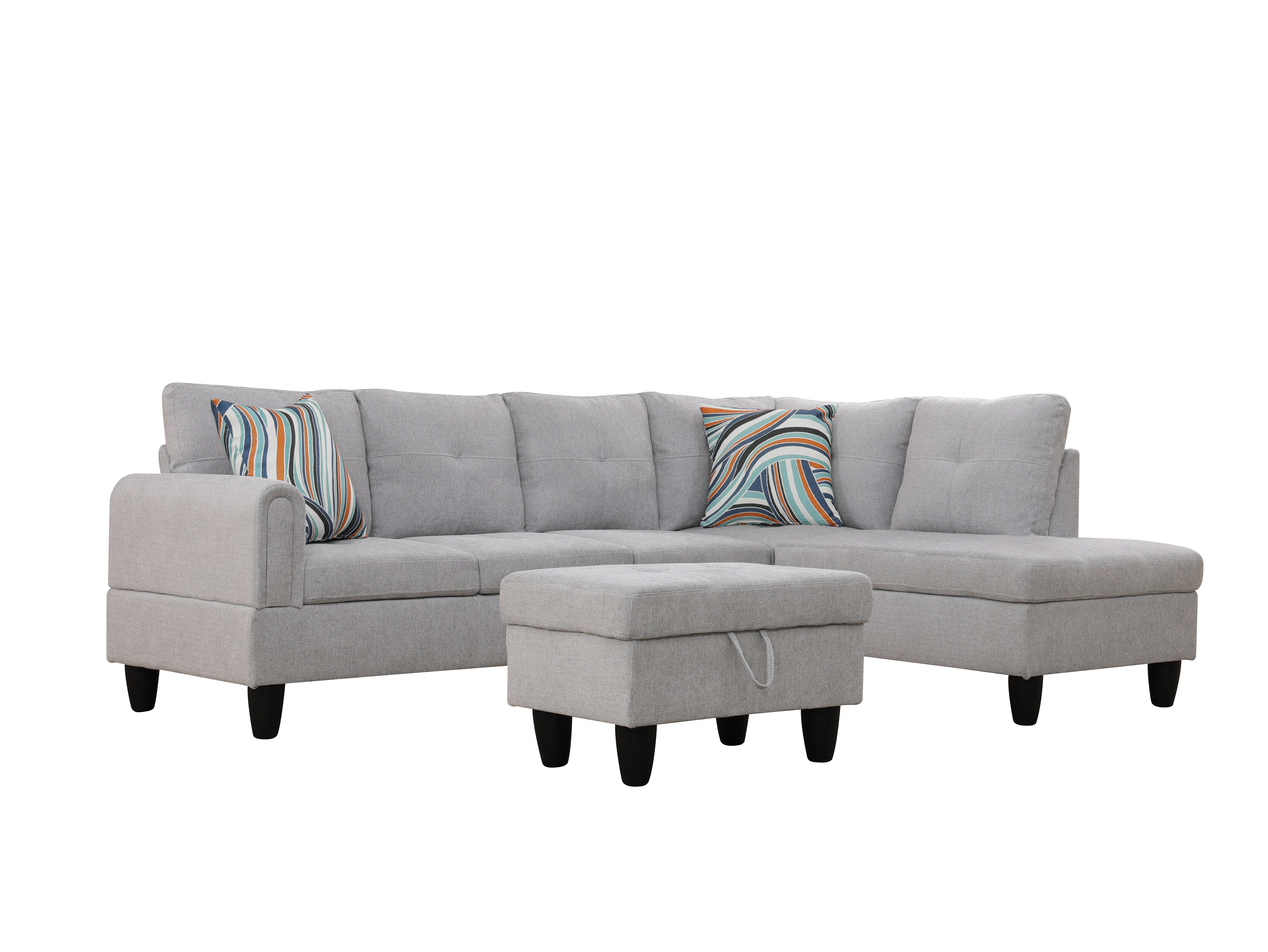 MAYEERTY Modern Adult 3-Piece Couch Living Room Sofa Set，Grey