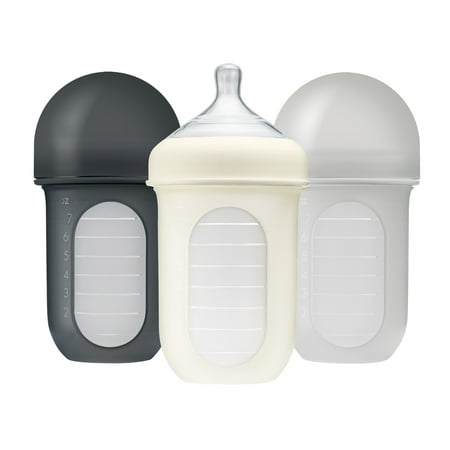 UPC: 0669028112241 | Boon Nursh Silicone Baby Bottles – Stage 2 Medium Flow – 8oz – Gray (3pk)