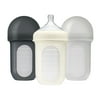 Boon Nursh Reusable Silicone Pouch Baby Bottle, Air-Free Feeding, Gray Multi Pack 8 Oz 3 Pk