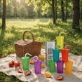 thumbnail image 4 of Plastic Tumbler Cups with Flexible Straws for Cold Beverages and Juices Set of 8 Straws Included for Parties and Everyday Use Drinking Straws #B6 Multicolor_017, 4 of 9