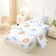 thumbnail image 2 of Manfei Wild Animal Rabbit Twin Sheets,Blue Princess Bowknot Bedding,3pcs,1 Flat Sheet,1 Fitted Sheet and 1 Pillowcase, 2 of 6