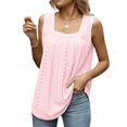 thumbnail image 1 of Camiseta Sin Mangas con Cuello Cuadrado y Volantes para Mujer, Camiseta Sin Mangas A Rayas, Informal, Holgada, de Verano Rosa S, 1 of 9