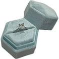 thumbnail image 2 of Velvet Treasures Engagement Ring Box, Vintage Hexagon Wedding Jewelry Box for Ceremony, Display & Storage - 1 Slot, Pale Blue, 2 of 4