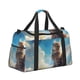 thumbnail image 2 of Fotbe Blue Sky Winged Cat Bolsa de Viaje con Estampado, Bolsa de Fin de Semana para Mujer con Compartimento para Zapatos, Bolsa de Gimnasio con Bolsillo Húmedo, 2 of 7