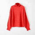 thumbnail image 4 of Lovskoo Sweaters for Women Long Sleeve Solid Color Crewneck Mock Neck Pullover Knit Jumper Tops Casual Sweater Orange, 4 of 5