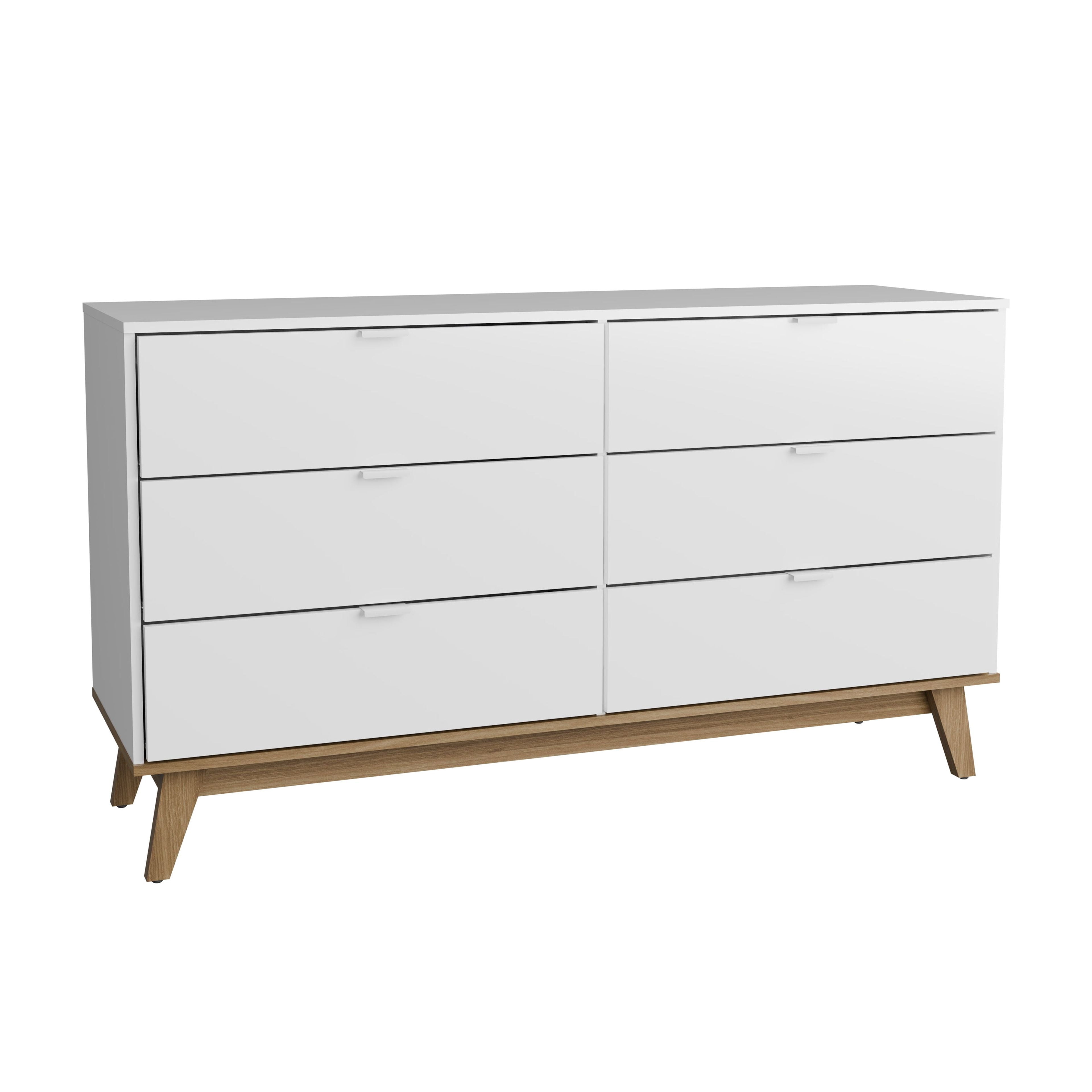 Kappesberg Hanford 6-Drawer Dresser White/Light Brown: Functionality and Style for Your Space, for Adults and Teens.