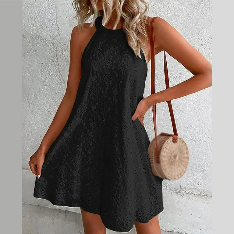 Women's Sleeveless Flared Casual Plain Tank Dress - Walmart.com