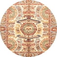 thumbnail image 1 of Ahgly Company Machine Washable Indoor Round Abstract Orange Area Rugs, 8' Round, 1 of 7