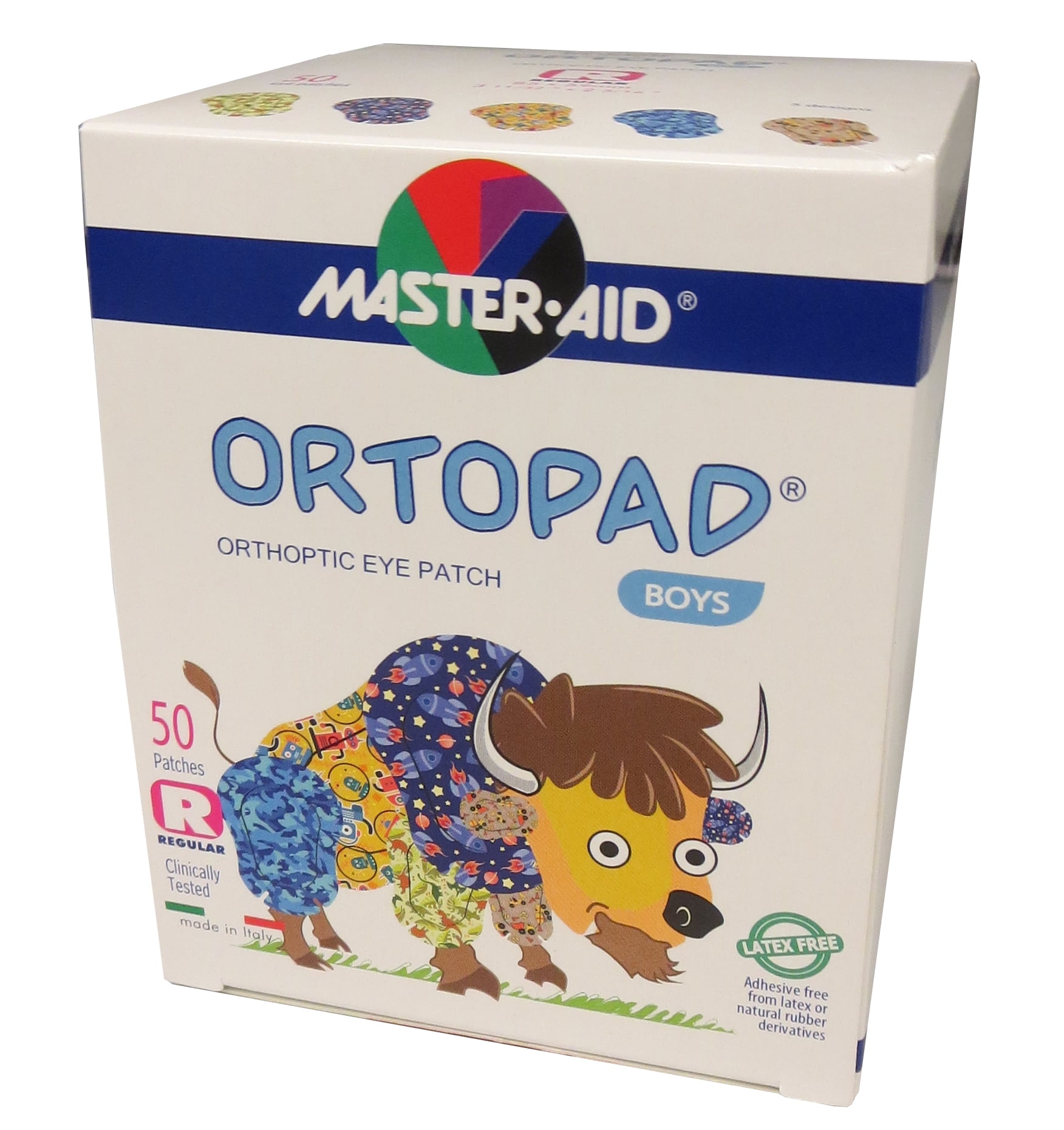 Ortopad&reg; Bamboo Boys Eye Patches, 50/box (Regular Size, 4+ yrs) Blue Camo Pack