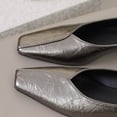 thumbnail image 6 of Women's Square Toe Mules, Trendy Leather Low Block Heel Slip On Shoes, Comfortable Casual Loafers for Spring Summer, Plus Size Available for Wide Feet, Fashionable Outdoor Slides, 6 of 10