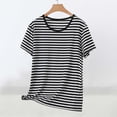 thumbnail image 2 of Levmjia Womens Tops Modal Short Sleeve Round Neck Striped Casual Shirt Soft Comfy Stretch Tee Regular Fit Everyday Wear Spring Summer, 2 of 5