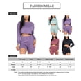 thumbnail image 2 of FashionMille Women's Casual Long to 3/4 Sleeve Crew Neck Crop Top with Shorts Set Outfit, 2 of 2