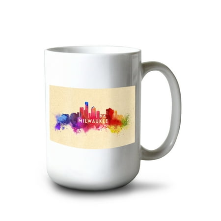 

15 fl oz Ceramic Mug Milwaukee Wisconsin Skyline Abstract Dishwasher & Microwave Safe