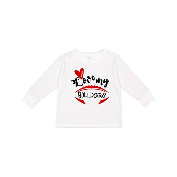 Inktastic Love My Bulldogs Football Boys or Girls Long Sleeve Toddler T-Shirt