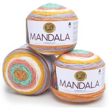 UPC: 0842093110316 | Lion Brand Yarn Mandala Pixie Self-Striping Light Acrylic Multi-color Yarn 3 Pack