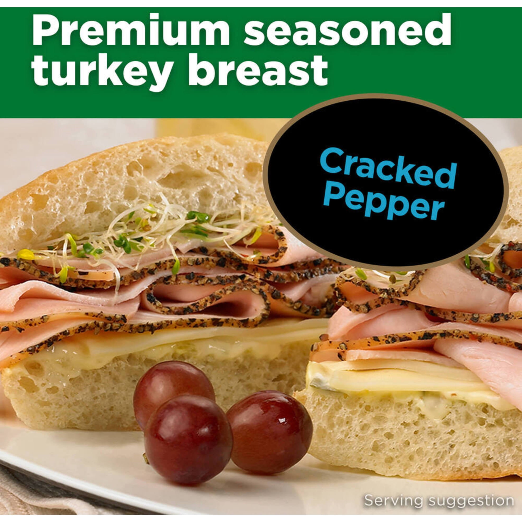 Jennie-O Turkey Premium Seasoned Cracked Pepper Turkey Breast, Deli Sliced Plastic Pack