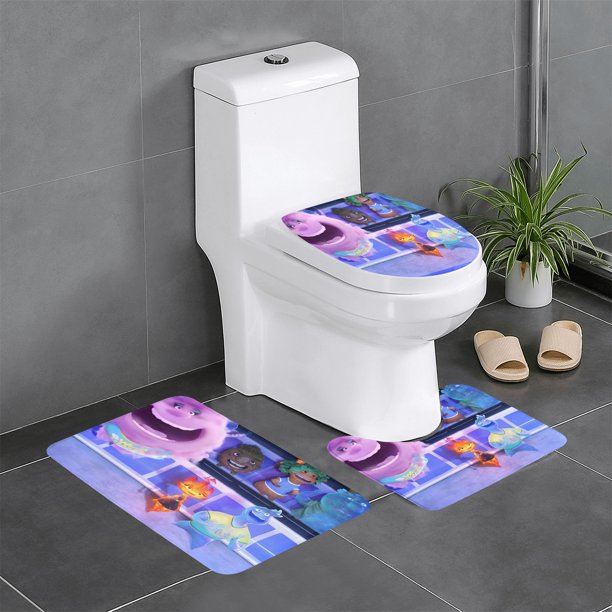 Elemental Juego de 3 alfombras de baño de coral fleece: tapete de baño + alfombra de inodoro en forma de U + funda de tapa de inodoro en forma de O