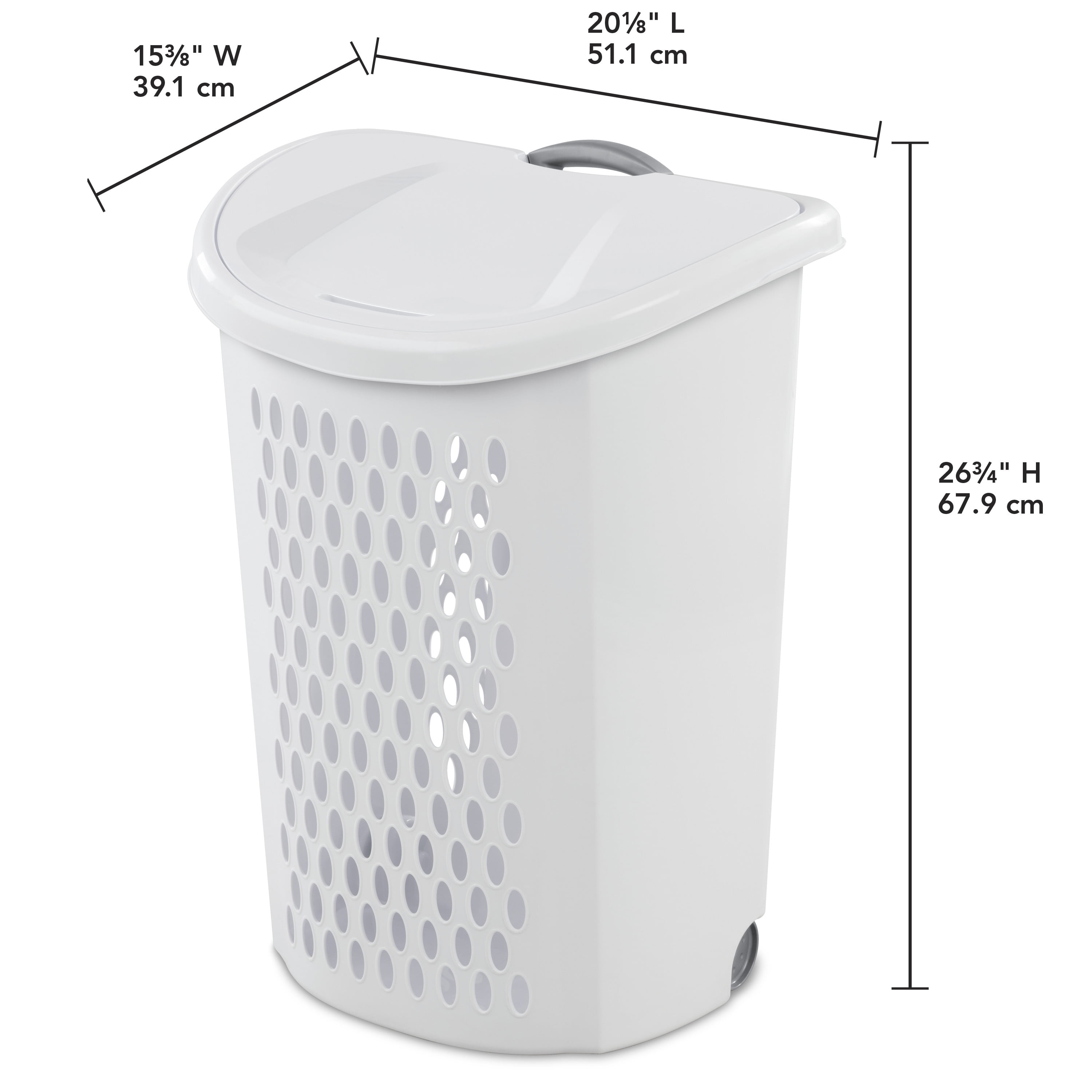 Sterilite Ultra™ Wheeled Plastic Laundry Hamper, White, Set of 3 - 1